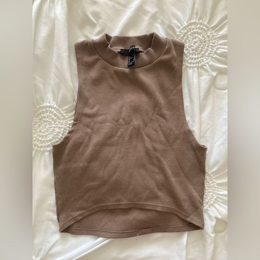 Forever 21 Mock Neck Brown Tank, Size M, New